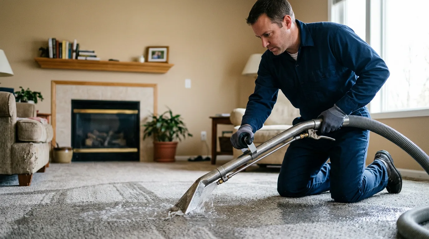 Water damage restoration technician working near Griswold, CT